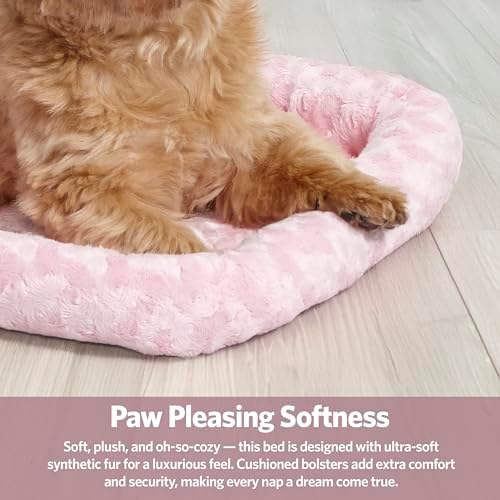 MidWest Homes for Pets QuietTime Fashion XXS Dog Bed – Pink Faux Fur Bolster - Image 4