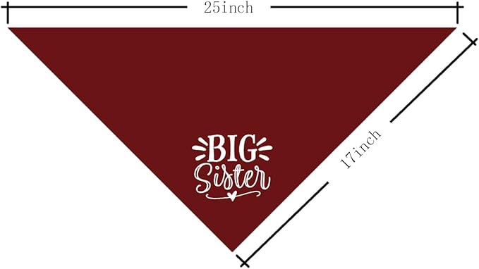 Big Sister Bandana for Dogs, Dog Pregnancy Announcement, Dark Red Dog Bandana - Image 4