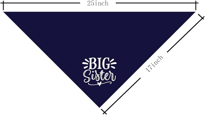 Big Sister Dog Bandanas, Dark Blue Dog Bandana, Pet Triangle Scarf Accessories - Image 4