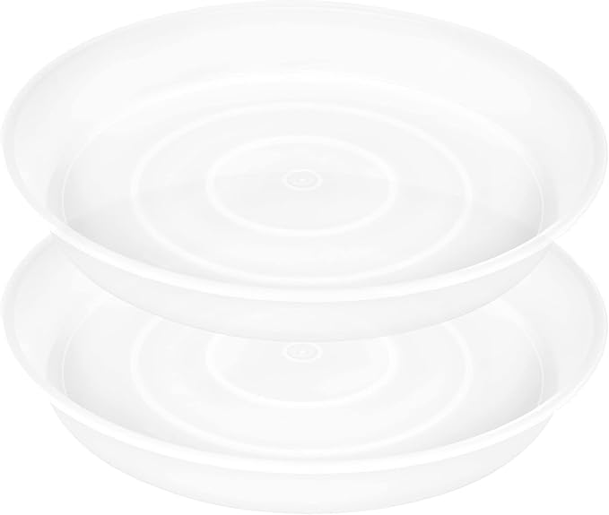 2 Pack of 8 inch Plant Saucer Clear, Heavy Duty Plastic Plant Water Tray 8 inch by Bleuhome