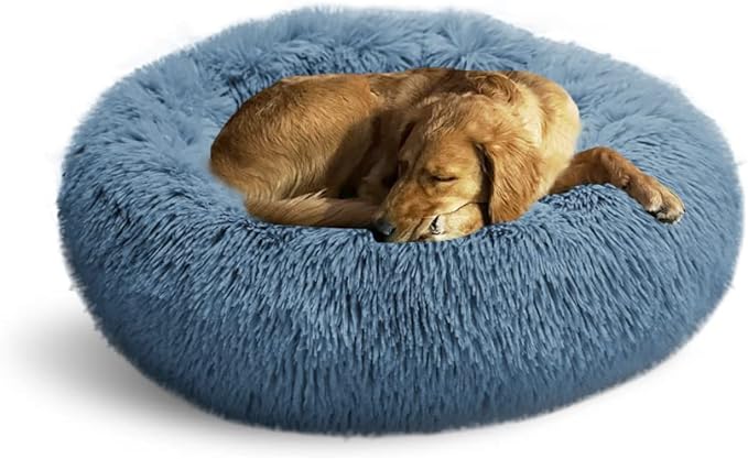 Whiskers & Friends Dog Bed, Round Fluffy Dog Beds by WhiskersFriends