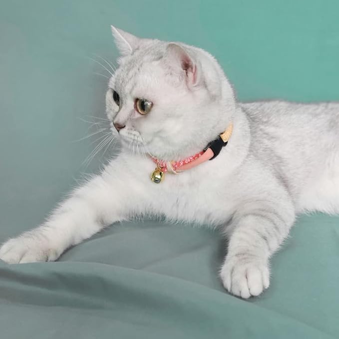 PetSoKoo Cat Collar with Kitty Face Bell. Cute Japan Chirimen Kitten Collar. - Image 6