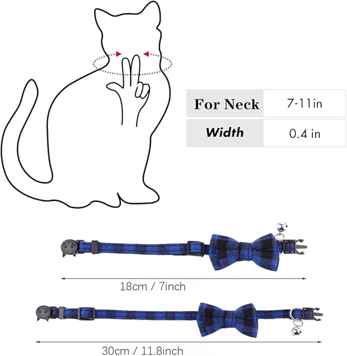 Orange Plaid Bow Cat Collar - Image 4