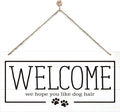 Welcome Sign for Front Door, Welcome Decor Wooden Hanging Sign for Dog Lover by corner+wind