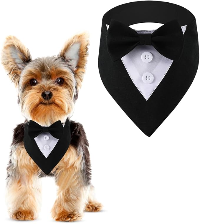 Formal Dog Tuxedo Adjustable Pet Collar by DOGTACT