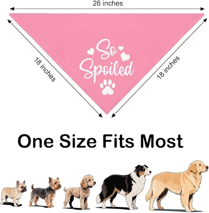 So Spoiled Pink Dog Bandana, Cute Love Printing Bandanas Decor, Funny Pet Scarf - Image 2