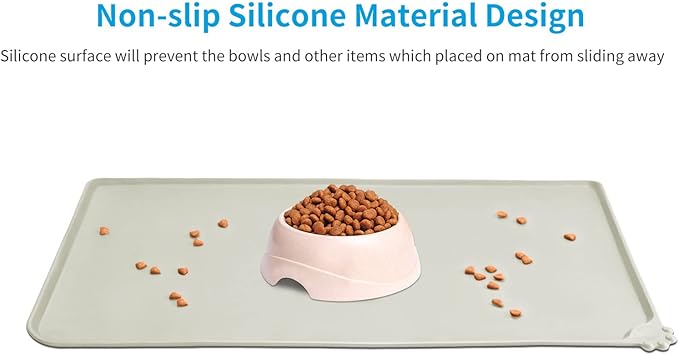 AUDWUD Silicone Waterproof Pet Feeding Mats, Anti Slip Bowl Pad, Dog Mat - Image 2