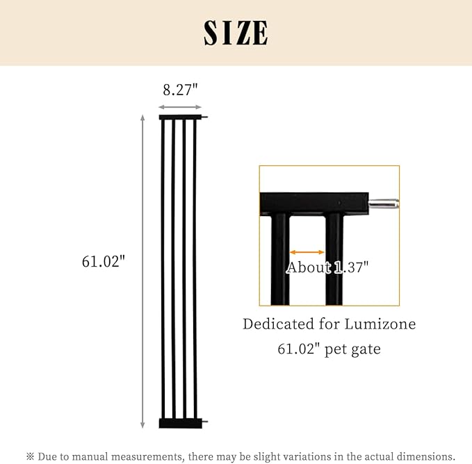 Lumizone Extra Tall Cat Gate Extension Kit 61.02" High Pressure Mounted 8.27" - Image 3