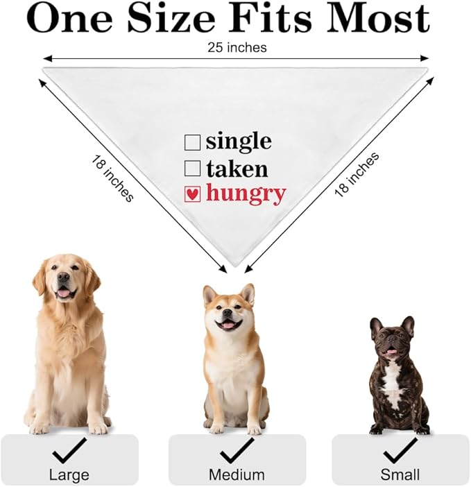 Funny Valentine's Day Dog Bandana, Single Taken Hungry Checklist Dog Bandana - Image 2