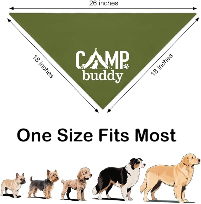 Camp Buddy Green Dog Bandana, Funny Puppy Scarf Photo Prop - Image 2