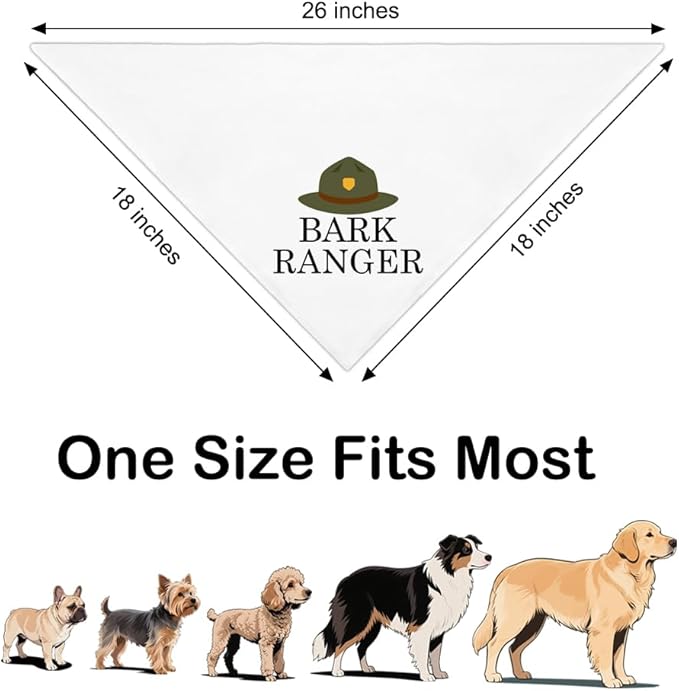 Bark Ranger White Dog Bandana, Funny Puppy Scarf Photo Prop - Image 2