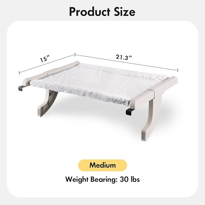 Window Sill Mount Cat Perch for Indoor Cats, One-Step Sliding Clamping Slot - Image 4