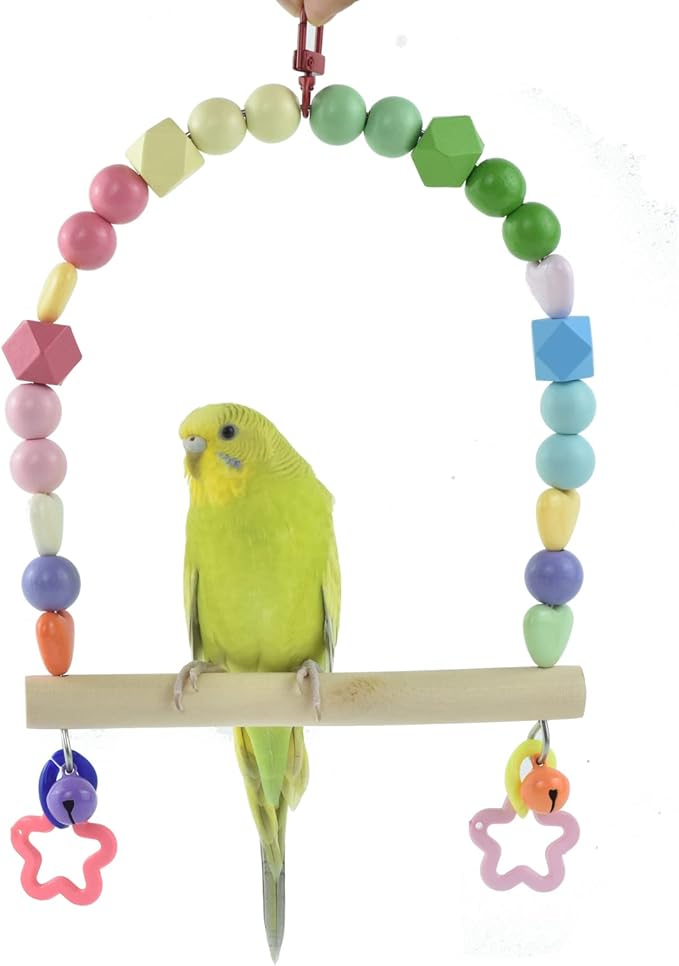 Wooden Bird Swing for Cockatiels Parrot Perch Hanging Toys Parakeets Birdcage - Image 4