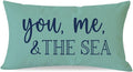 PANDICORN Summer Beach Throw Pillow Cover 12x20 Inch Blue Words You Me and The by PANDICORN