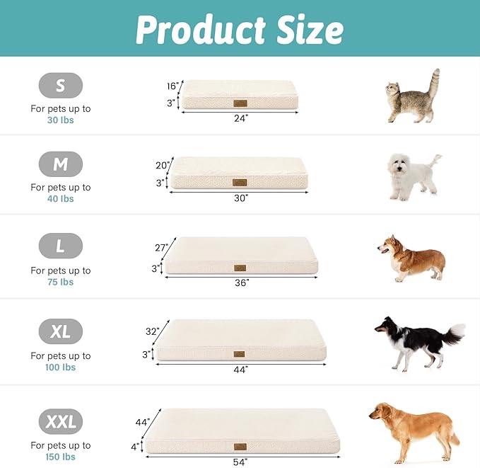 Dog Crate Bed for Medium Small Size Dogs, Rectangular Orthopedic Dog Beds - Image 4