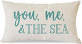PANDICORN Summer Beach Throw Pillow Covers 12x20 Inch Blue Words You Me and The by PANDICORN