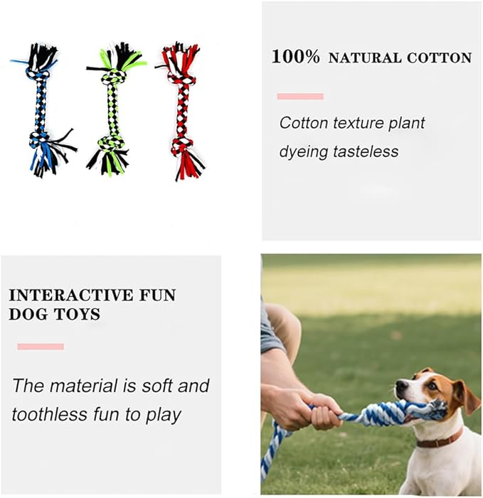 Dog Rope Toys for Small Dogs， Double Knot Ropes Puppy Chew Toys， Cotton Pet - Image 4