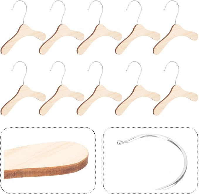 DOITOOL Wooden Dog Hangers for Pet Clothes 8.66 Inch Solid Wood Small Pet - Image 9