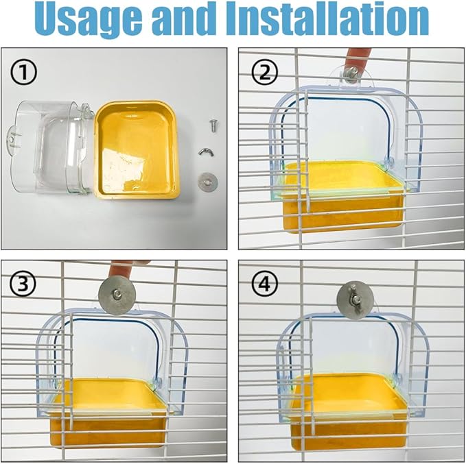 Bird Bath for Cage, Cleaning Pet Supplies Cockatiel Bird Bathtub - Image 8
