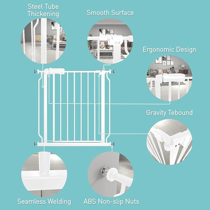 WAOWAO Baby Gate 48.03-52.72" Extra Wide Pressure Mounted Walk Through Swing - Image 2