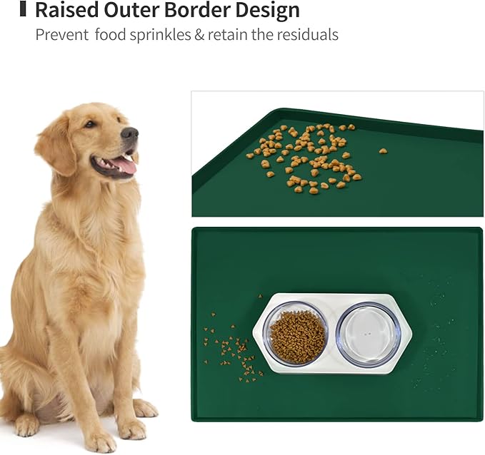 Dog Food Mat, Silicone Waterproof Food Tray, Non Slip Pet Bowl Mats Placemat - Image 3