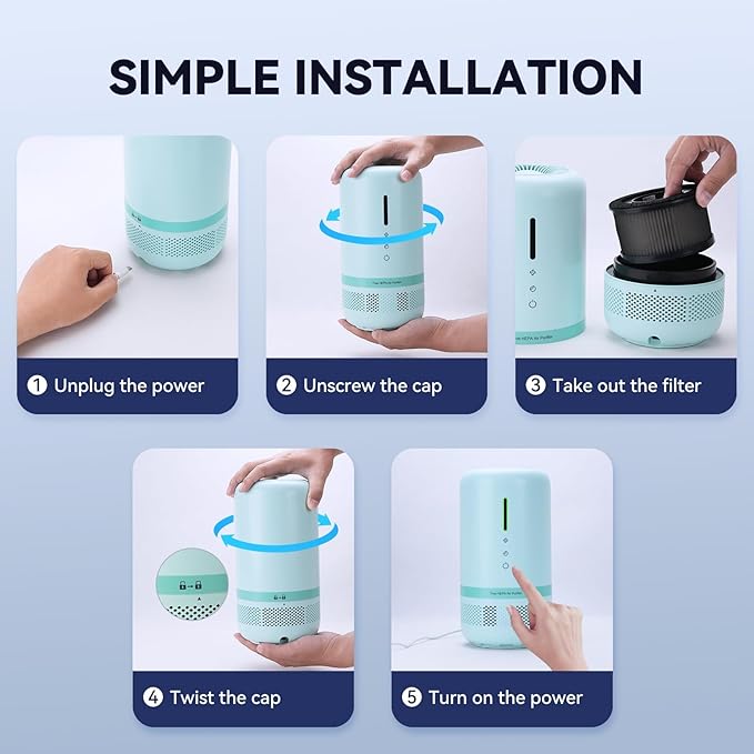 Air Purifiers for Home, HEPA Small Air Purifier for Room up to 960ft², Air - Image 8