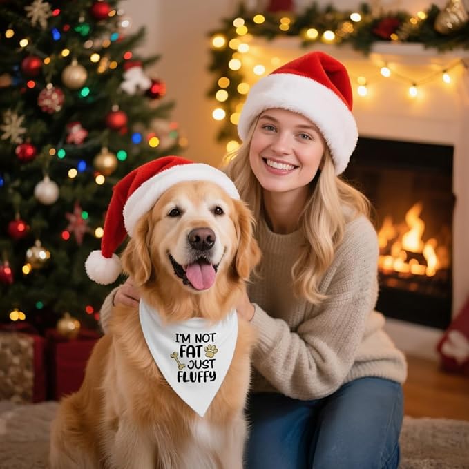 I'm Not Fat Just Fluffy White Dog Bandana, Funny Cute Puppy Scarf Accessory - Image 5