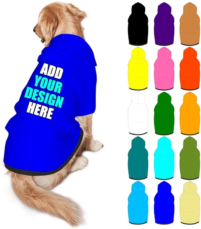 Custom Dog Hoodie Personalized Photo Text Logo Name Dog Clothes, Soft & Warm by Mynvzrk