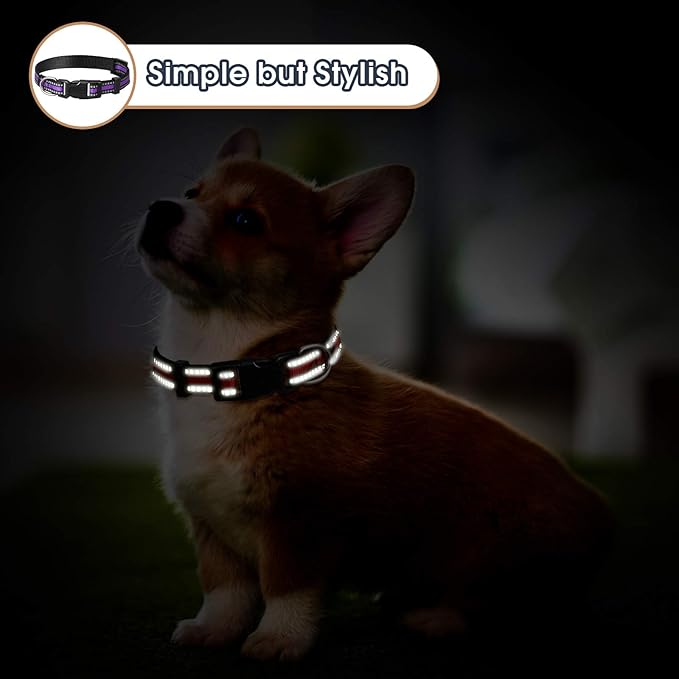 Weewooday 3 Pieces Reflective Dog Collar Nylon Adjustable Quick Release Pet - Image 6