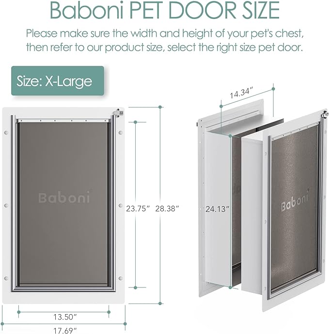 Baboni Pet Door for Wall, Steel Frame and Telescoping Tunnel, Aluminum Lock - Image 4