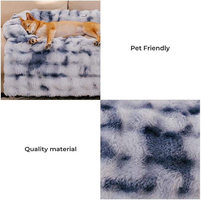 FUNNY FUZZY Pet Fluffy Fuzzy Couch Cover, Calming Washable Dog Bed Sofa - Image 2