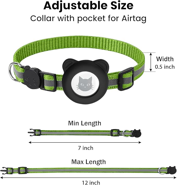 Cat Collar with AirTag Holders, Reflective Breakaway Safety Collars, Bells and - Image 4