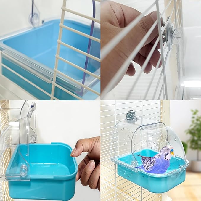 Bird Bath for Cage, Cleaning Pet Supplies Cockatiel Bird Bathtub - Image 7