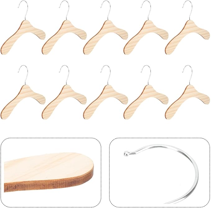 STOBAZA 10pcs 8.66 Inch Wooden Pet Hangers Small Dog and Cat Clothes Hangers - Image 6