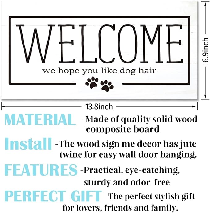 Welcome Sign for Front Door, Welcome Decor Wooden Hanging Sign for Dog Lover - Image 2