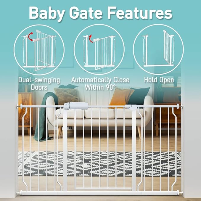 WAOWAO Baby Gate 66.93-71.61" Extra Wide Pressure Mounted Walk Through Swing - Image 3