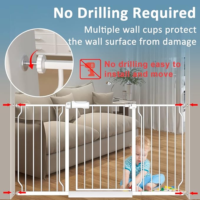 Narrow Baby Gate 24 to 29 Inch Wide Pet Gate Pressure Mounted No Drill Safety - Image 4