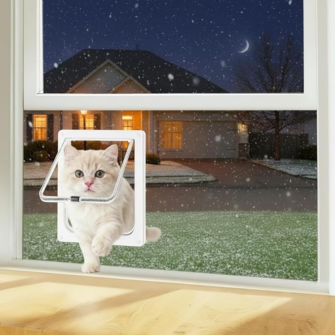 Cat Door for Window, 4 Locking Modes for Safety Cat Window Door, Fits 14"-28" by Yandyn