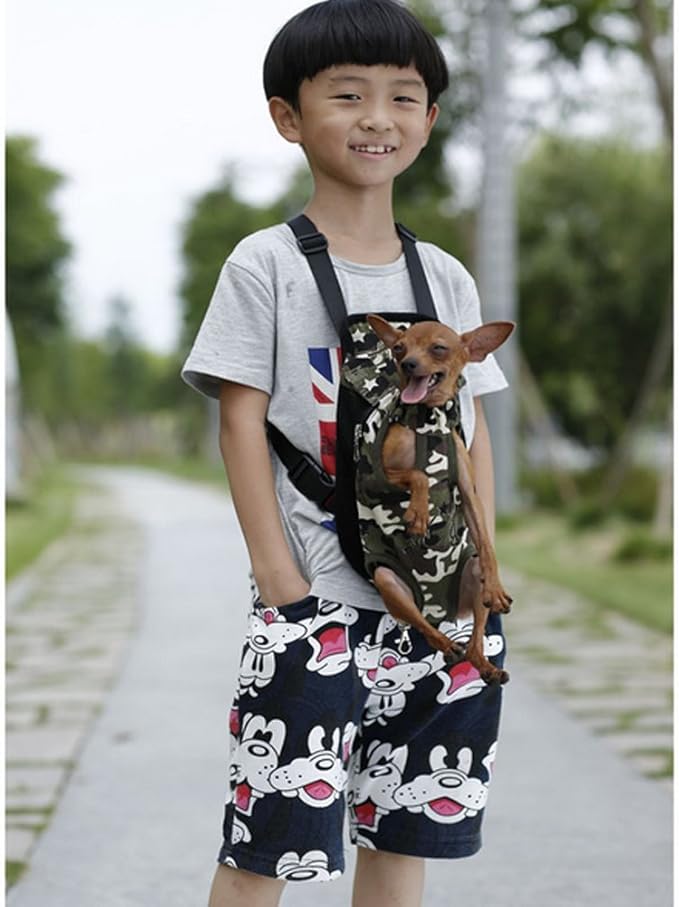 Pet Dog Puppy Cat Carrier Five Holes Backpack Double Shoulder Straps Canvas - Image 3