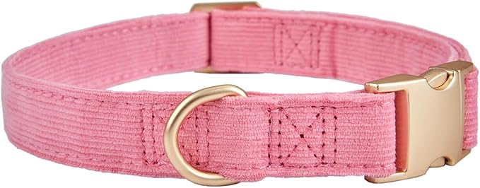 Soft Cotton Dog Collar with Metal Buckle Adjustable Heavy Duty Comfy Corduroy - Image 3