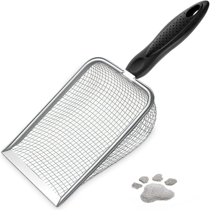 Cat Litter Scoop, Sturdy Litter Cleaner Corner Shovel, Stainless Steel Mesh by UMUACCAN