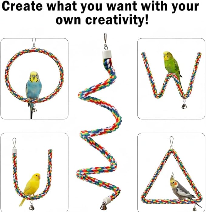 79'' Bird Perch, Bird Rope Perch & Birds Swing Set, Bird perches - Image 5