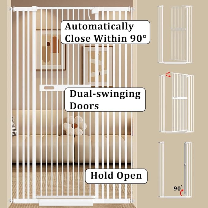 WAOWAO 71" Extra Tall Cat Pet Gate 29.92-61.42" Wide Pressure Mounted Walk - Image 5