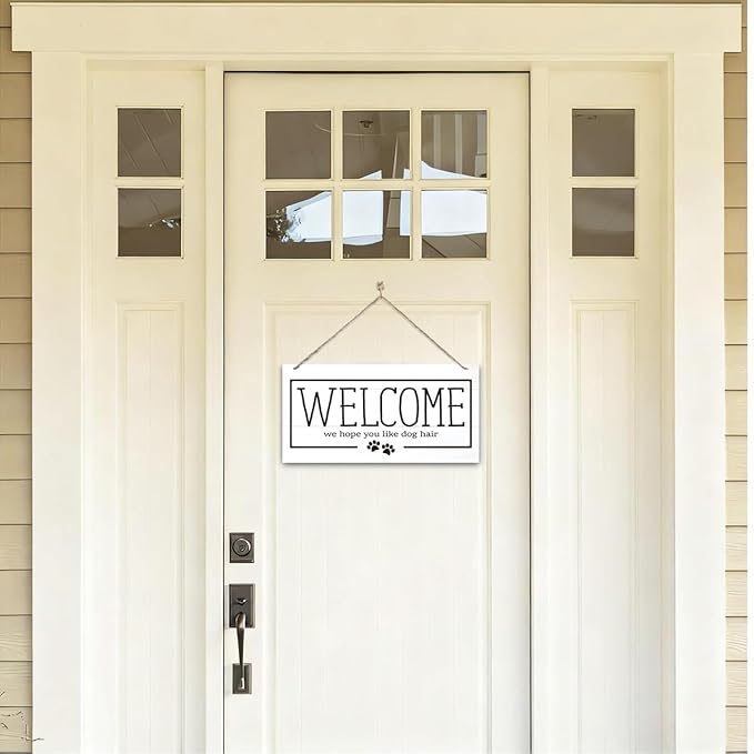 Welcome Sign for Front Door, Welcome Decor Wooden Hanging Sign for Dog Lover - Image 4