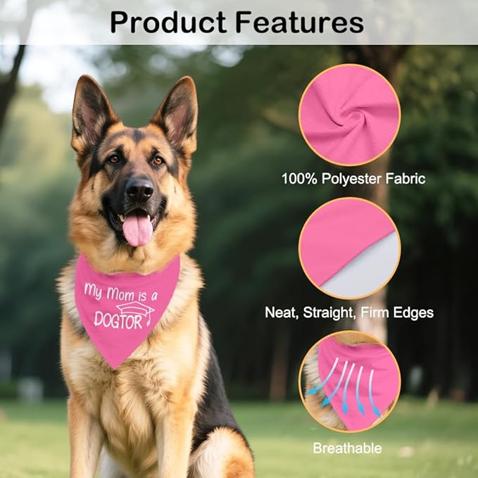 My Mom is A Dogtor Pink Dog Bandana, Graduation Gifts - Image 3