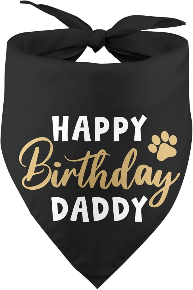 Happy Birthday Daddy Dog Bandana Black Puppy Bandanas Birthday Decorations by Cawnefil