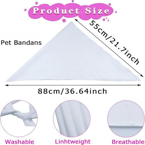 12 Pieces Sublimation Pet Bandanas White Heat Transfer Triangle Dog Scarf Blank - Image 2