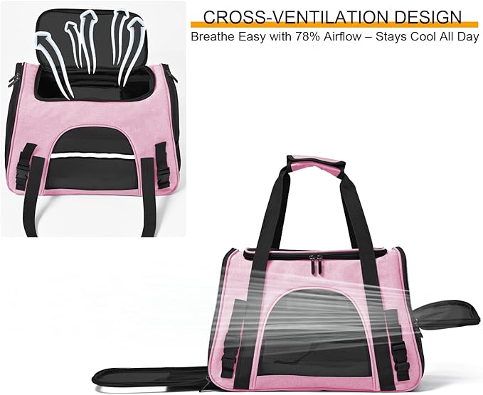 Dog Cat Carrier Soft for Small Pet Up to 16 Lbs TSA Airline Approved Travel - Image 6