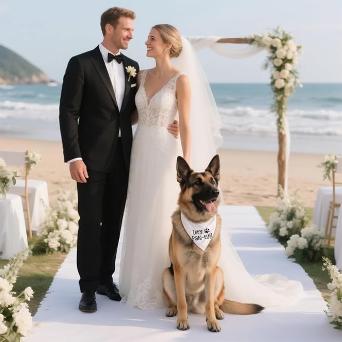 Let's Paw-ty White Dog Bandana, Cute Pet Birthday Bandana Gifts - Image 4