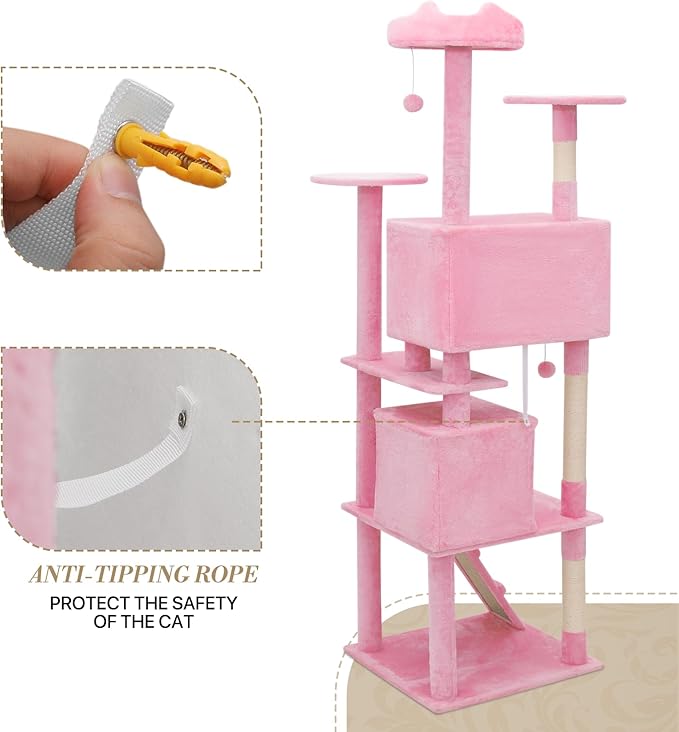 Athena Collection Cat Tree, 77 Inch Cat Tower - Image 7